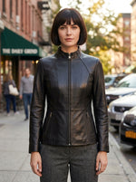 Juliet Black Stylish Motor Bike Leather Jacket For Women