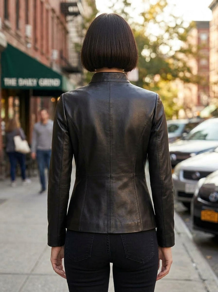 Juliet Black Stylish Motor Bike Leather Jacket For Women