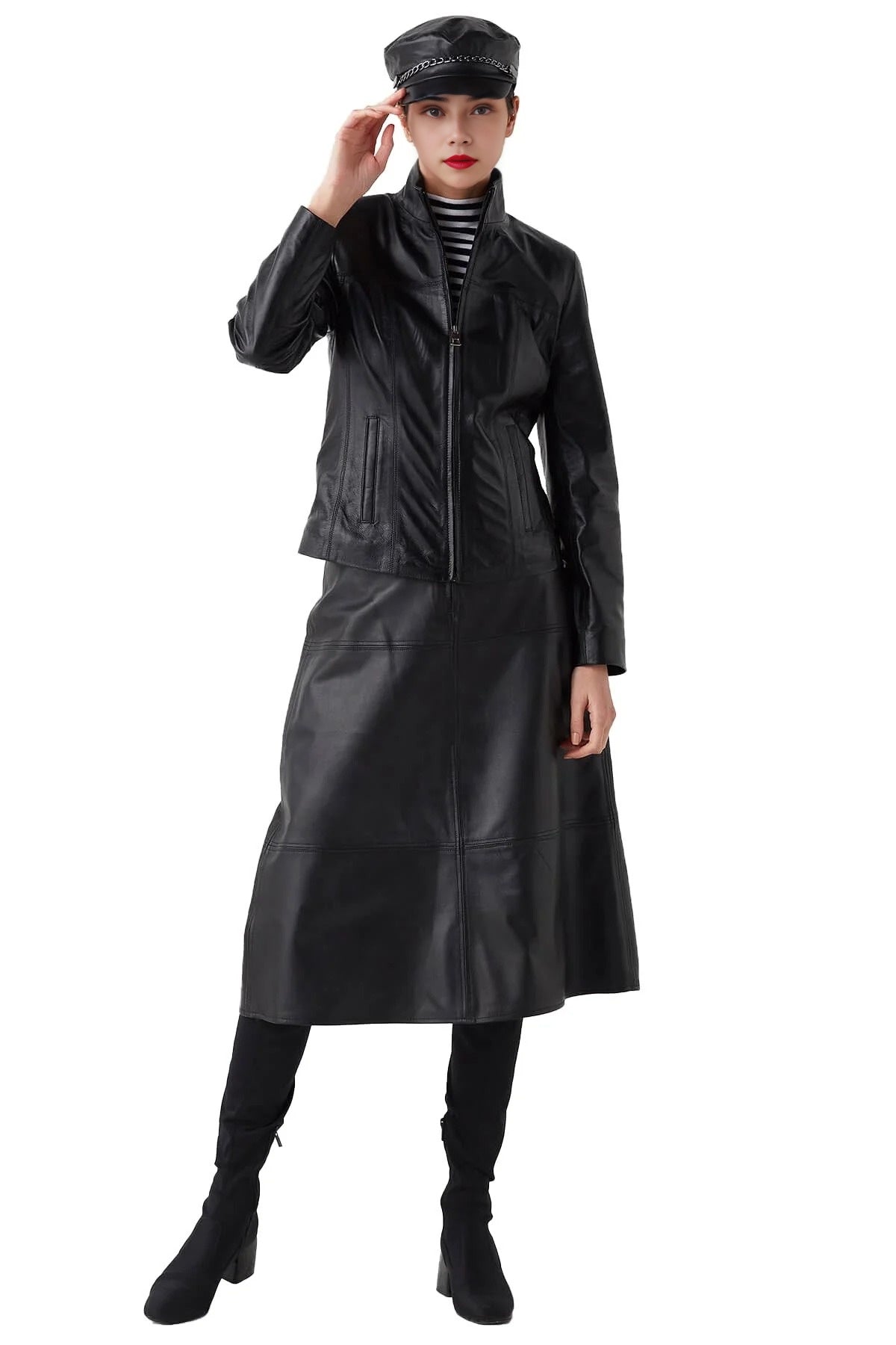 Zoe Black Biker Leather Jacket For Women