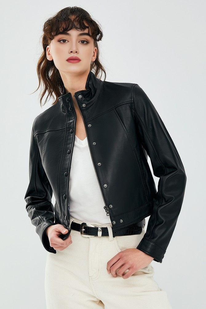 Jill Black Sheepskin Leather Jacket
