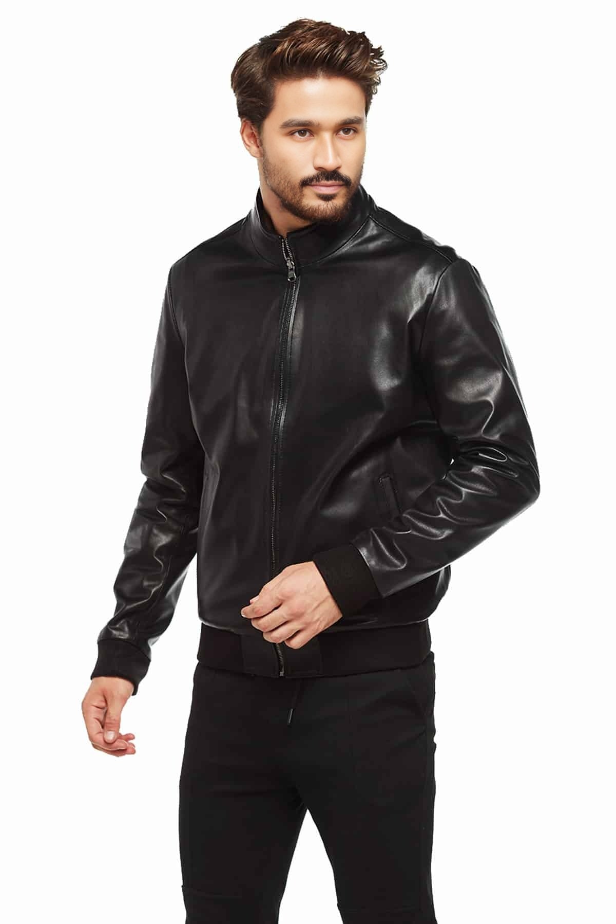 Delbert Reversible Black Leather Jacket  For Men
