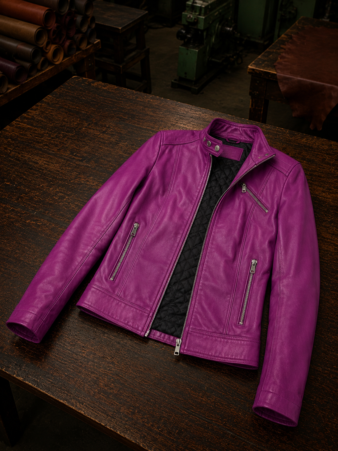 Karina Pink Leather Jacket For Women