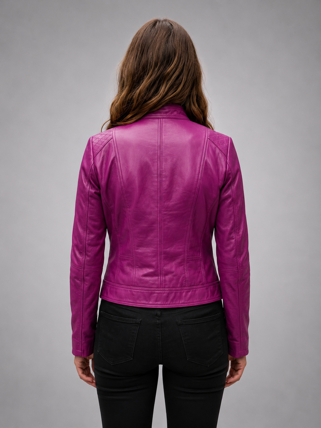 Karina Pink Leather Jacket For Women