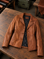 Kartherine Waxed Brown Leather Jacket for Women