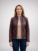Kathleen Dark Brown Biker Leather Jacket For Women