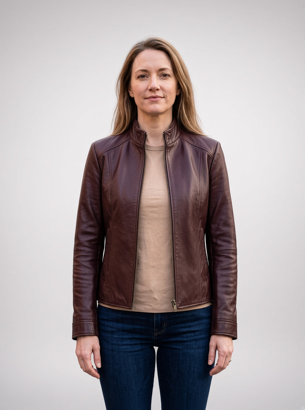 Kathleen Dark Brown Biker Leather Jacket For Women