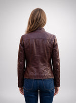 Kathleen Dark Brown Biker Leather Jacket For Women