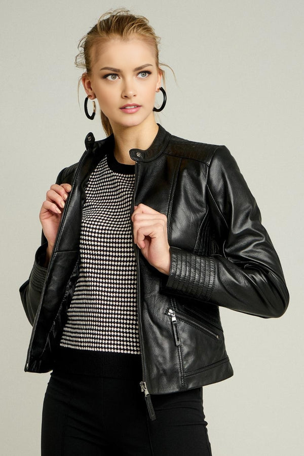 Elizabeth Black Rider Leather Jacket For Women