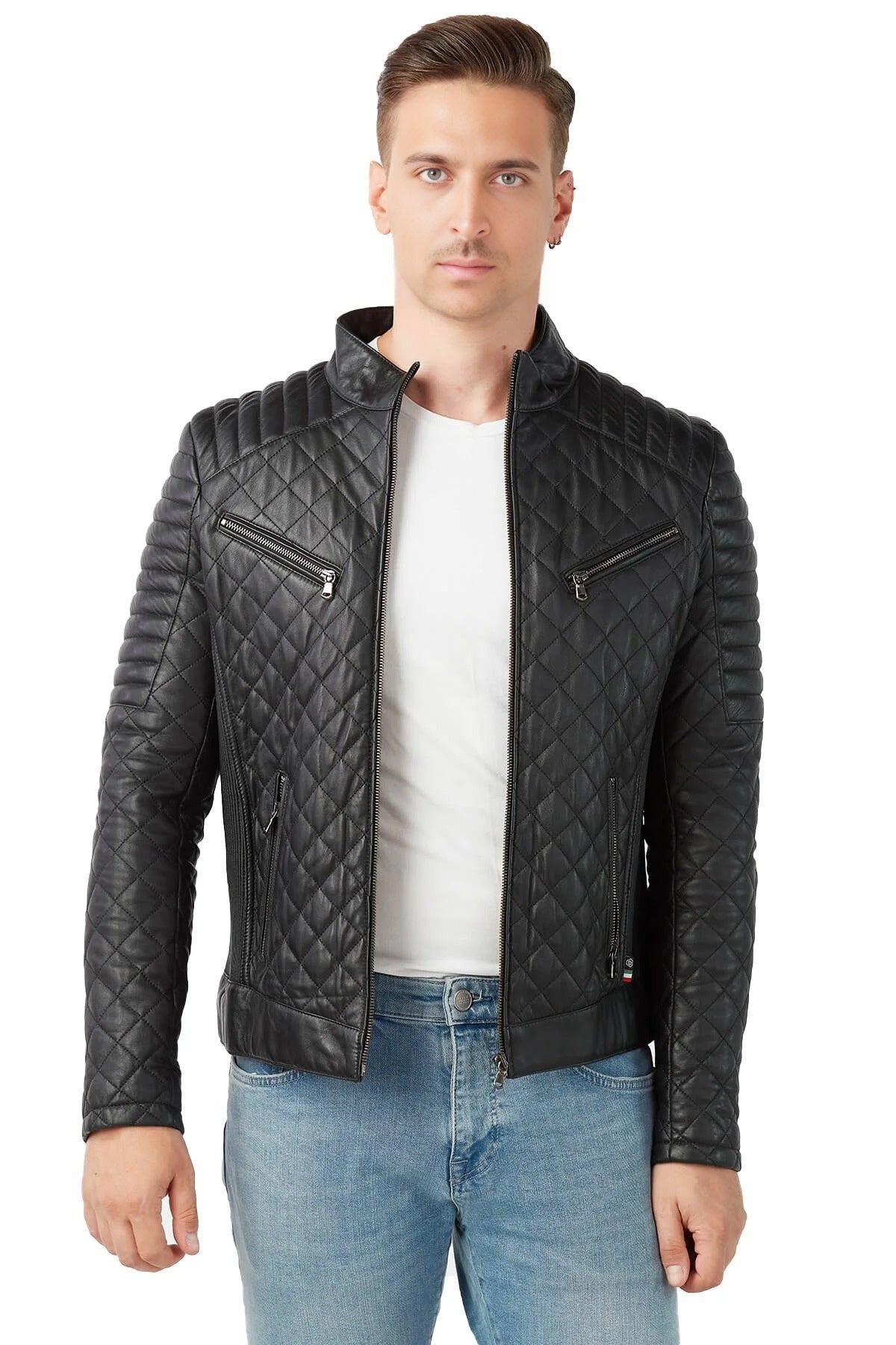 Noah Black Quilted Leather Jackert For Men