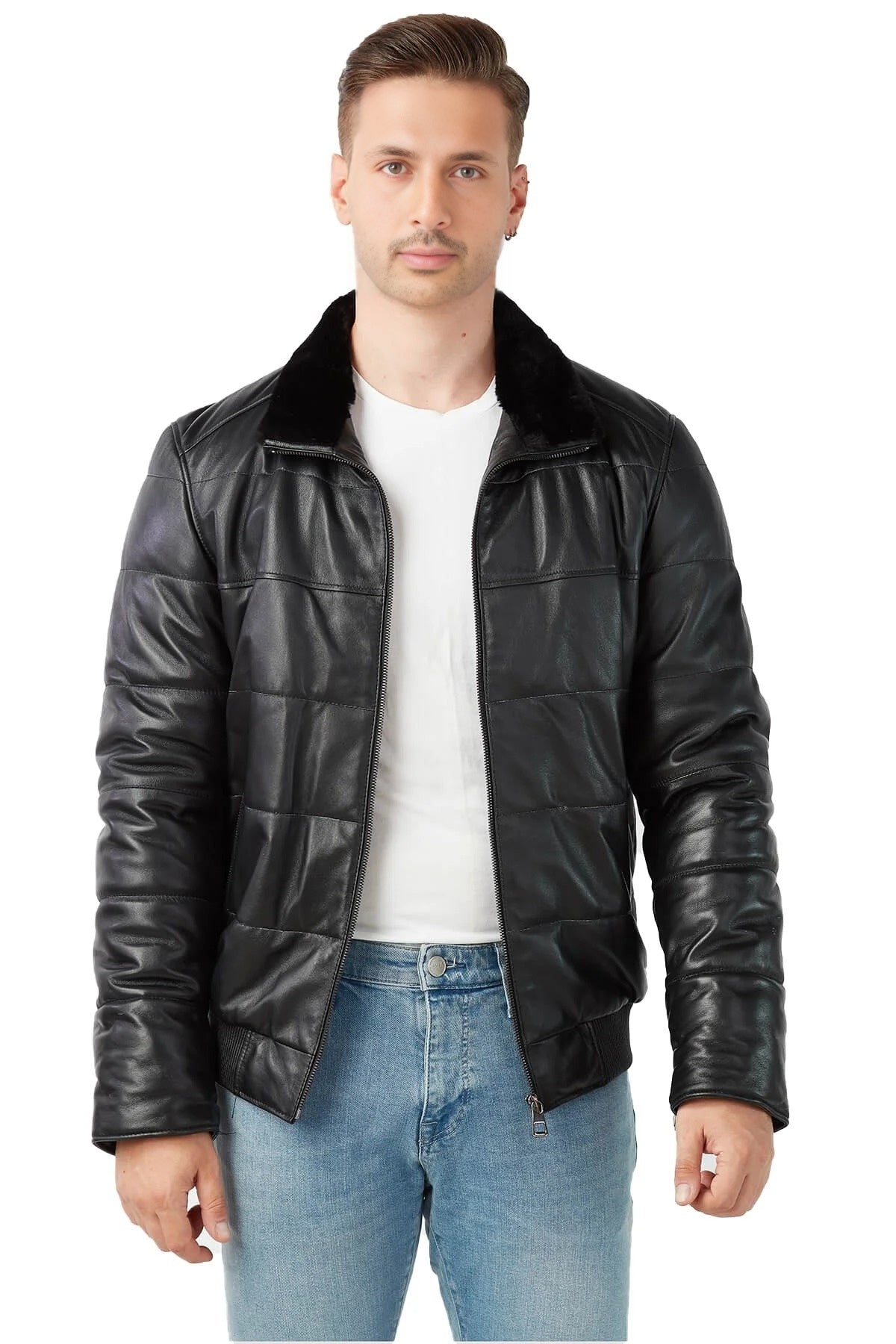 Marshall Black Leather Jacket For Men