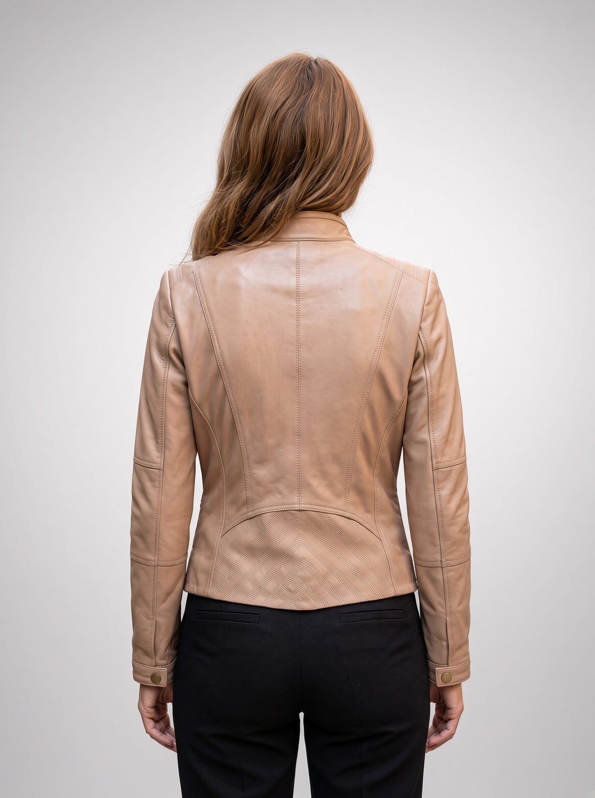 Leona Fossil Tan Leather Jacket For Women