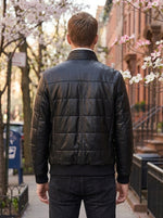 Levi Black Bomber Leather Jacket For Men