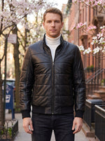 Levi Black Bomber Leather Jacket For Men