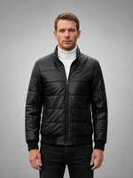Levi Black Bomber Leather Jacket For Men