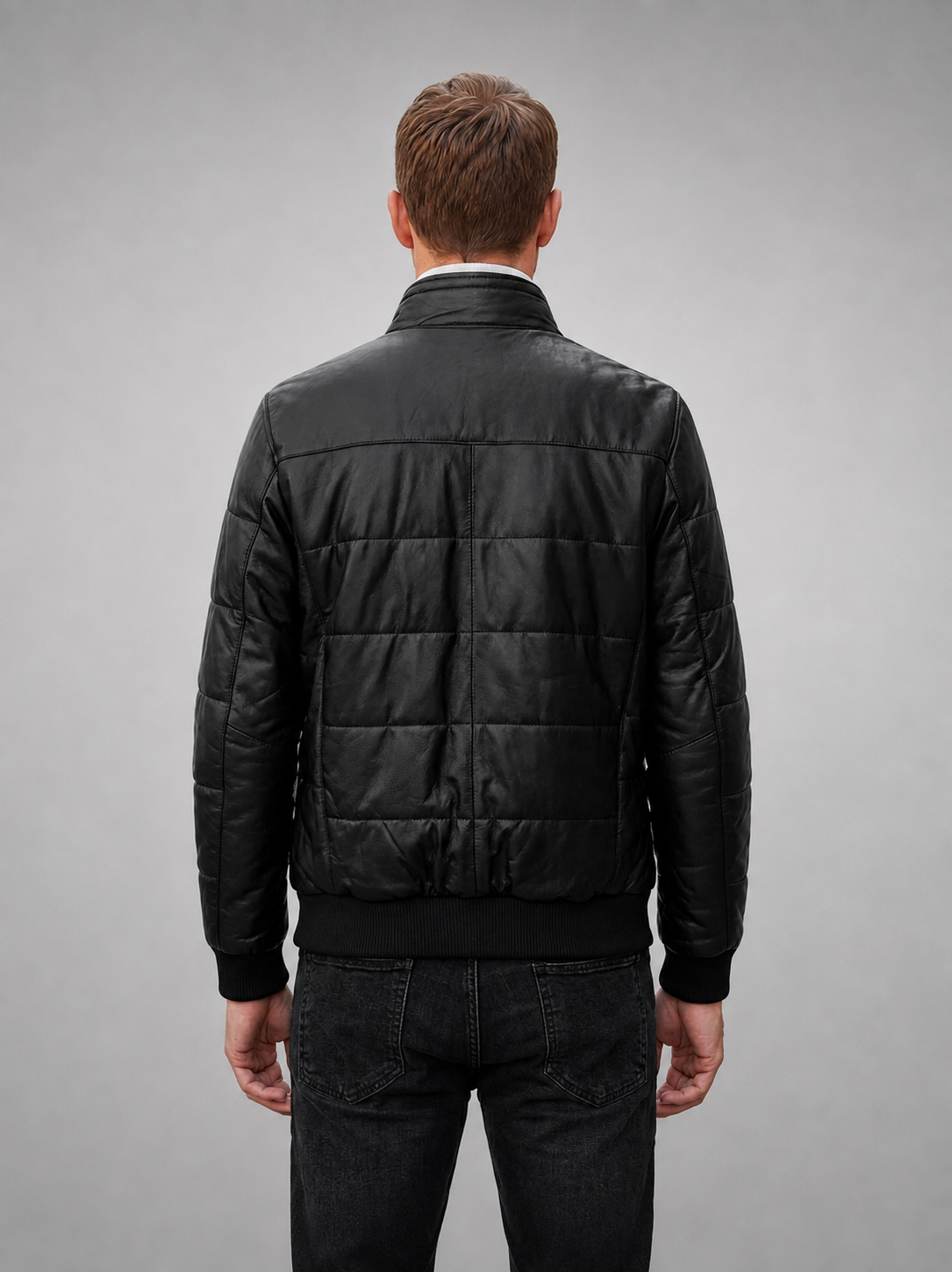 Levi Black Bomber Leather Jacket For Men