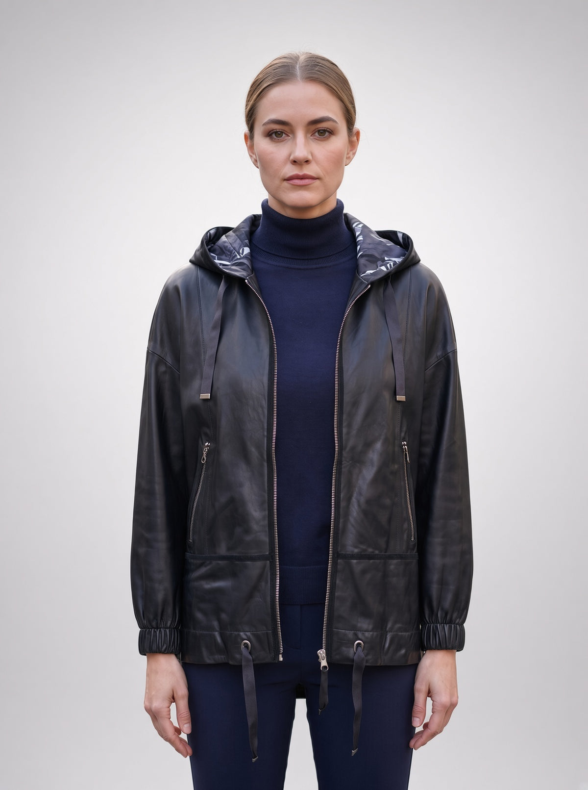 Liana Black Leather Jacket For Women