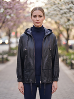 Liana Black Leather Jacket For Women