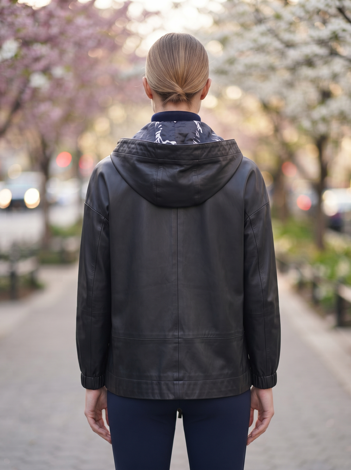 Liana Black Leather Jacket For Women