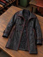 Liliana Black Stylish Red LIning Leather Coat For Women