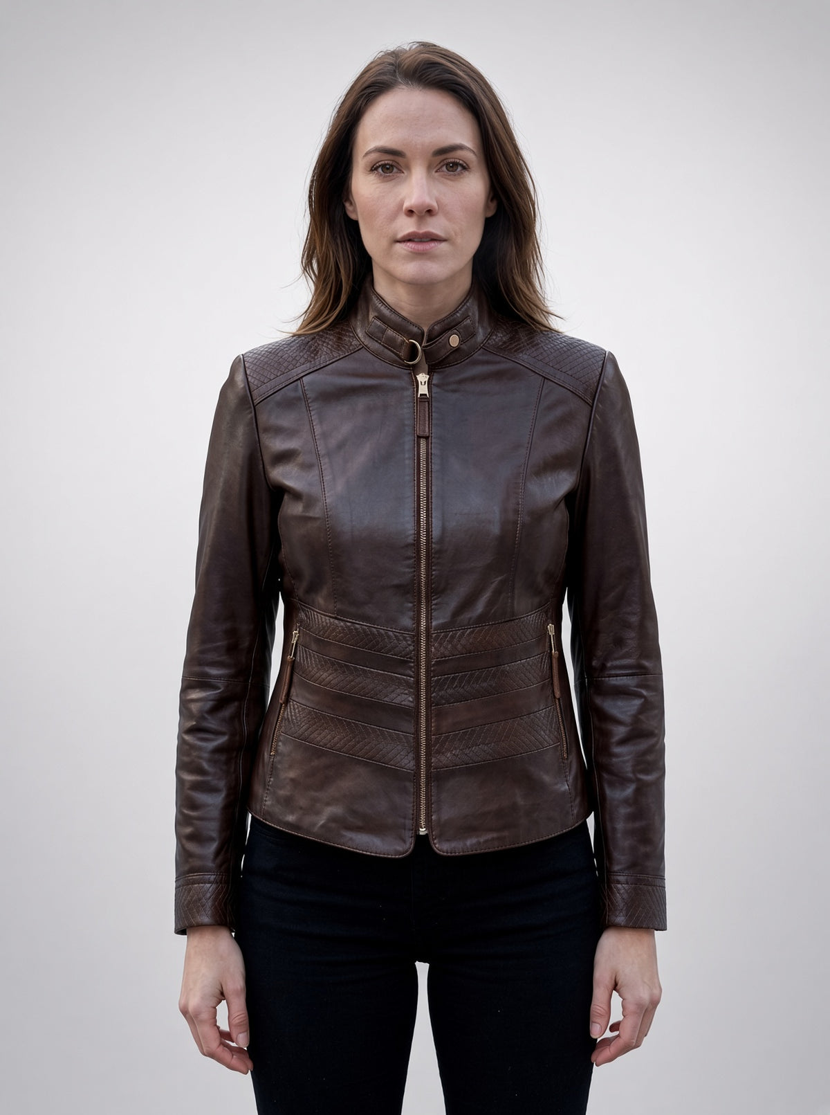 Lily Brown Stylish Leather jacket For Women