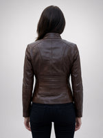 Lily Brown Stylish Leather jacket For Women