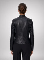 Lucy Black Distressed Leather Jacket For Women