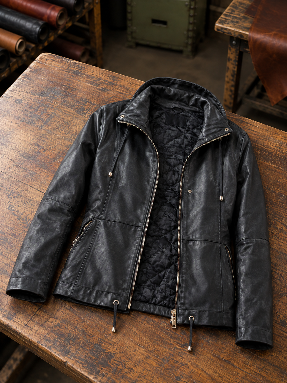 Lucy Casual Black Leather Jacket For Women