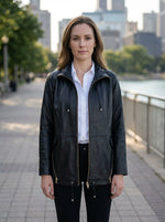 Lucy Casual Black Leather Jacket For Women