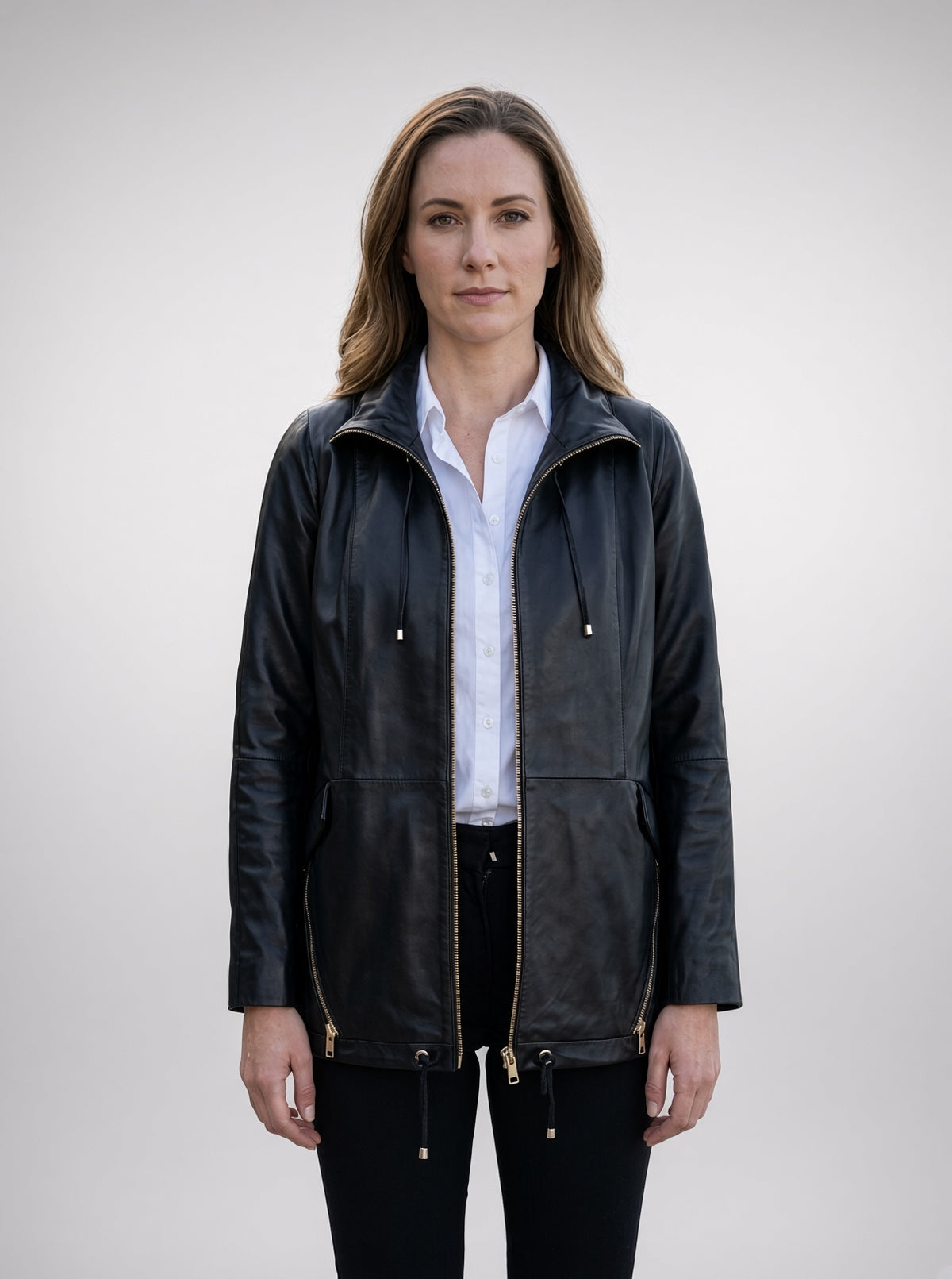 Lucy Casual Black Leather Jacket For Women