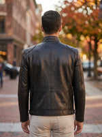 Luxe Moto Black Leather Jacket For Men