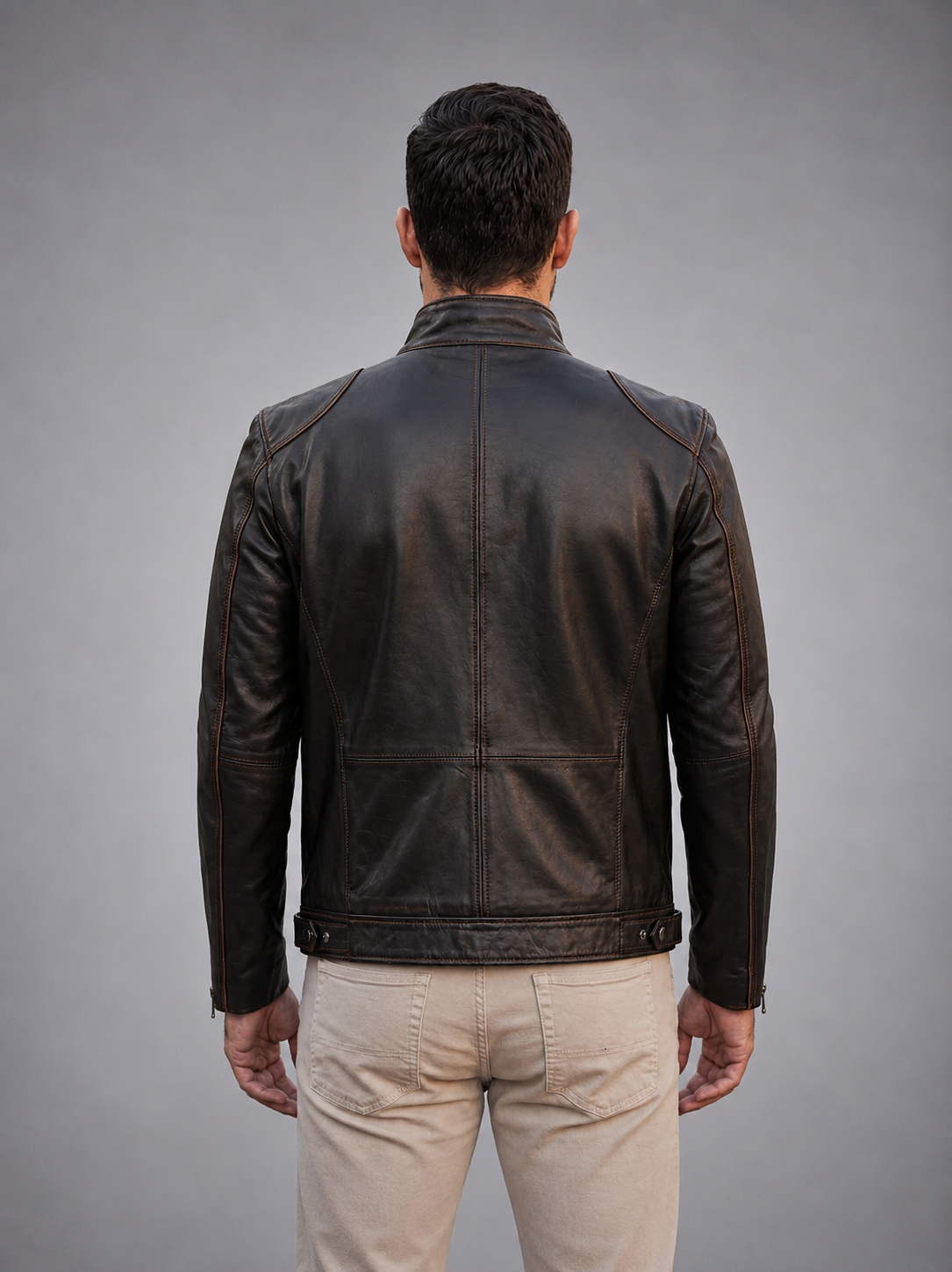 Luxe Moto Black Leather Jacket For Men