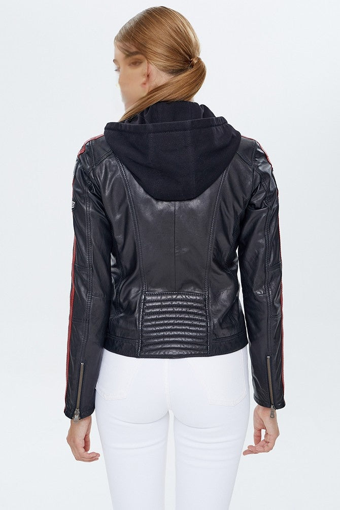 Black Lady-Racer Jacket For Women's
