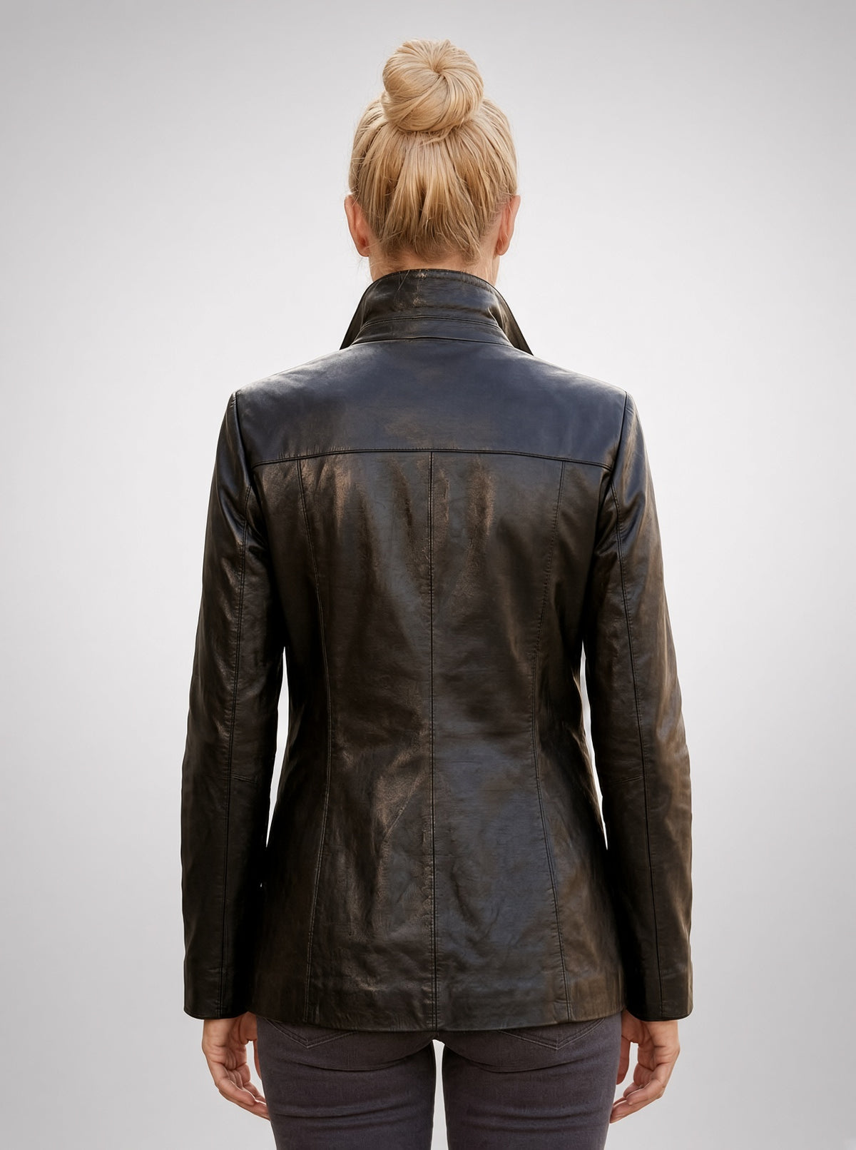 Mackenzie Black Simple Leather Jacket For Women