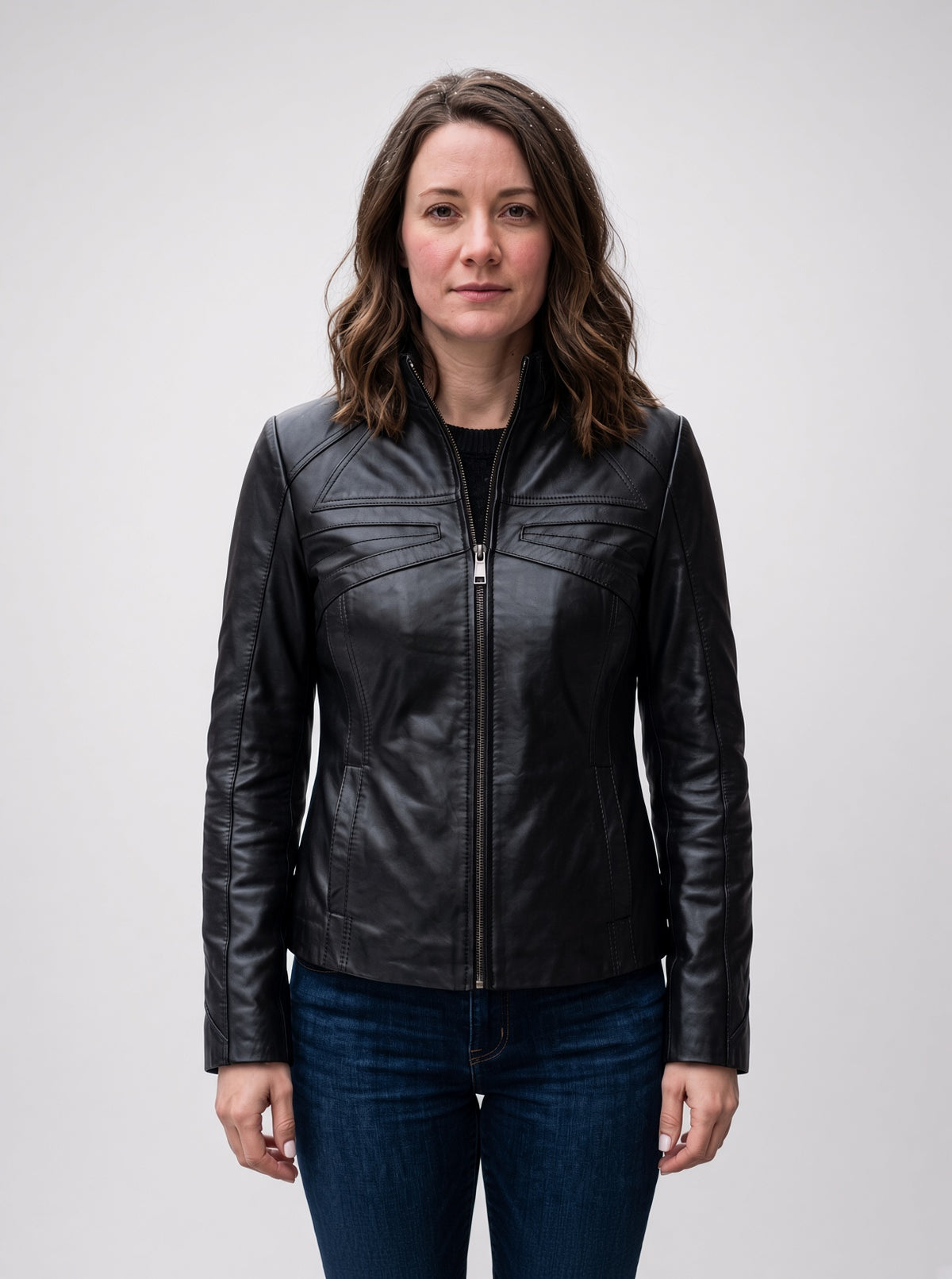 Madeline Black Sheepskin Stylish Leather Jacket For Women