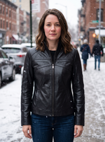 Madeline Black Sheepskin Stylish Leather Jacket For Women