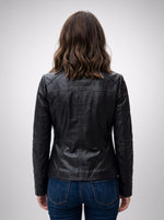 Madeline Black Sheepskin Stylish Leather Jacket For Women