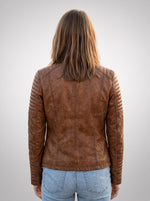 Madonna Brown Leather Jacket For Women