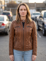 Madonna Brown Leather Jacket For Women