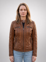 Madonna Brown Leather Jacket For Women