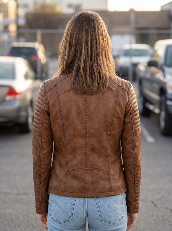Madonna Brown Leather Jacket For Women