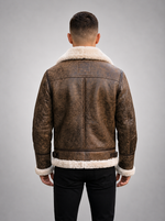 Marcus Brown Fur Shearling Leather Jacket For Men With Fur Hood
