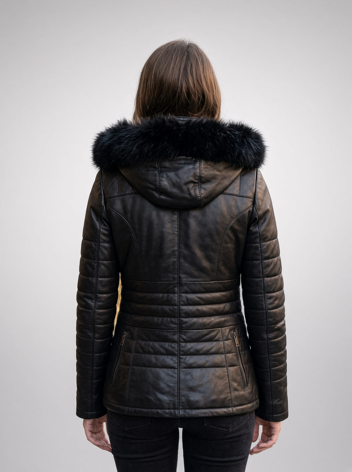 Maria 100% Real Black Leather Jacket For Women