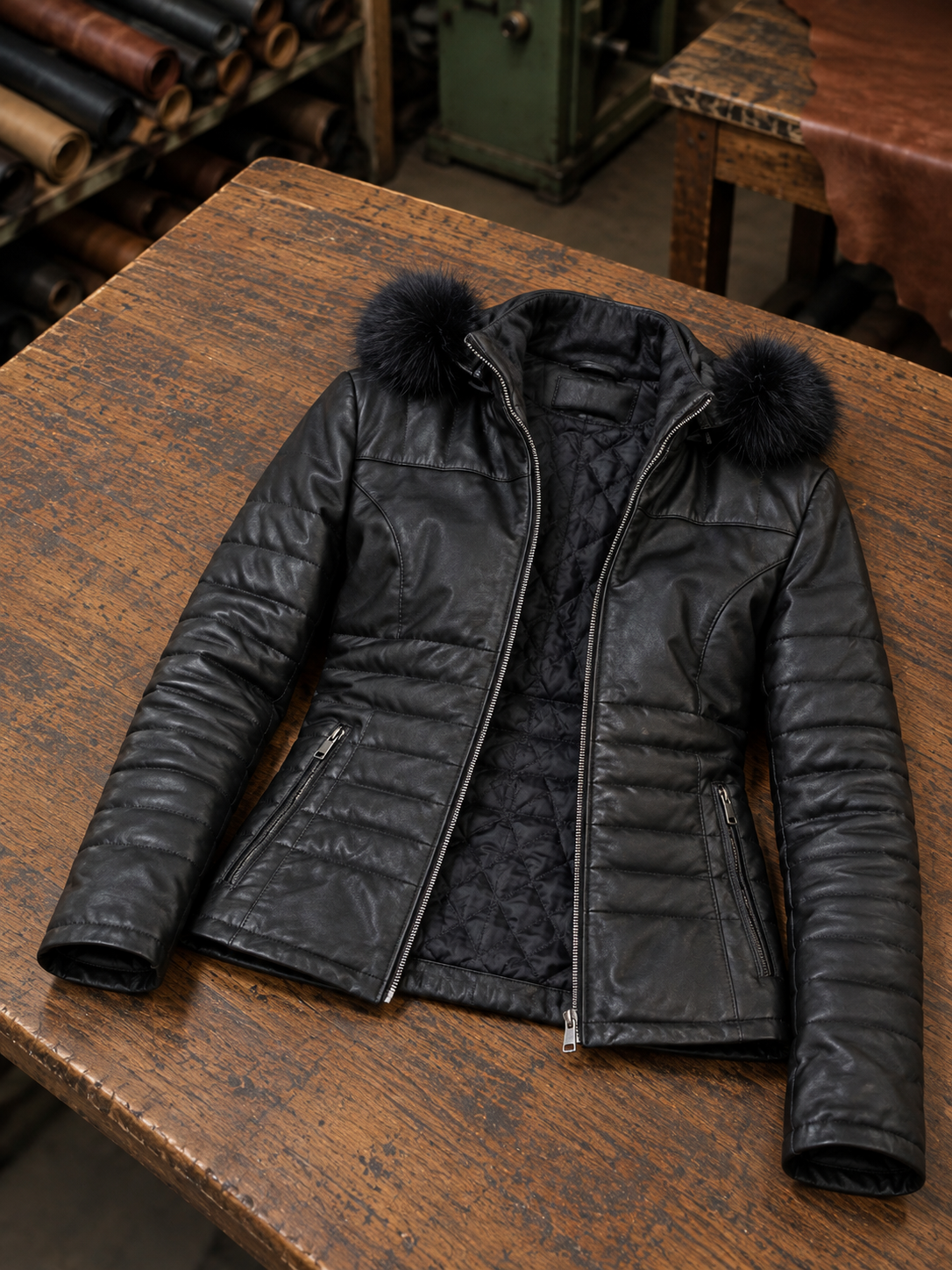 Maria 100% Real Black Leather Jacket For Women