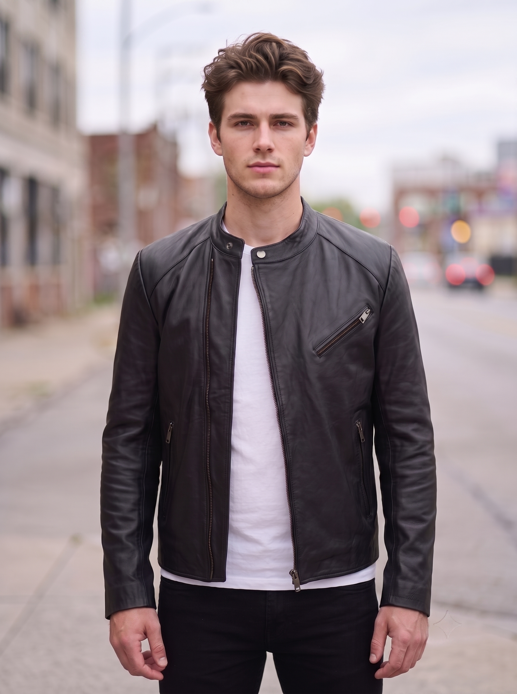 Marsh Black Biker Leather Jacket For Men