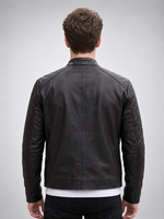 Marsh Black Biker Leather Jacket For Men