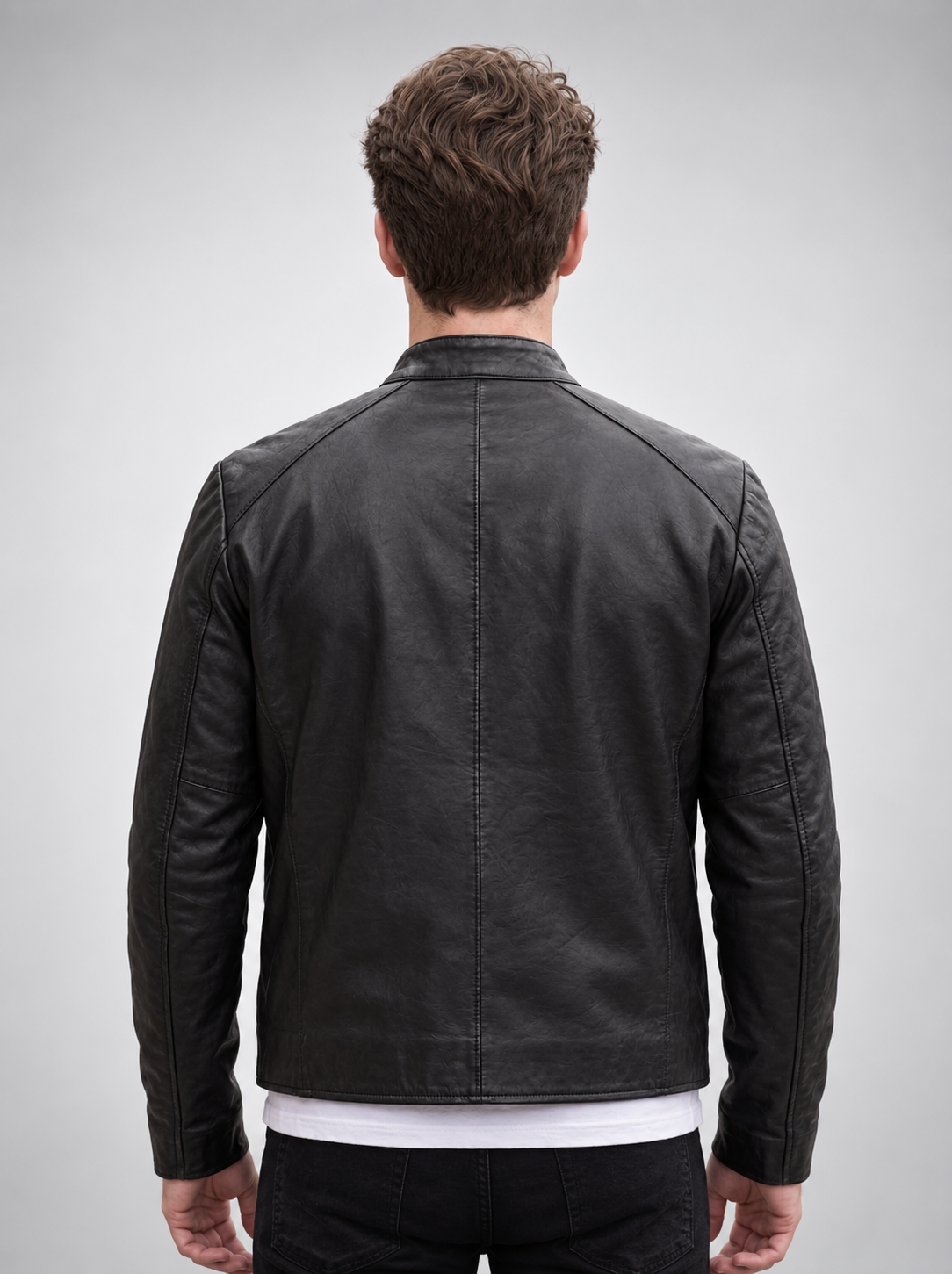 Marsh Black Biker Leather Jacket For Men