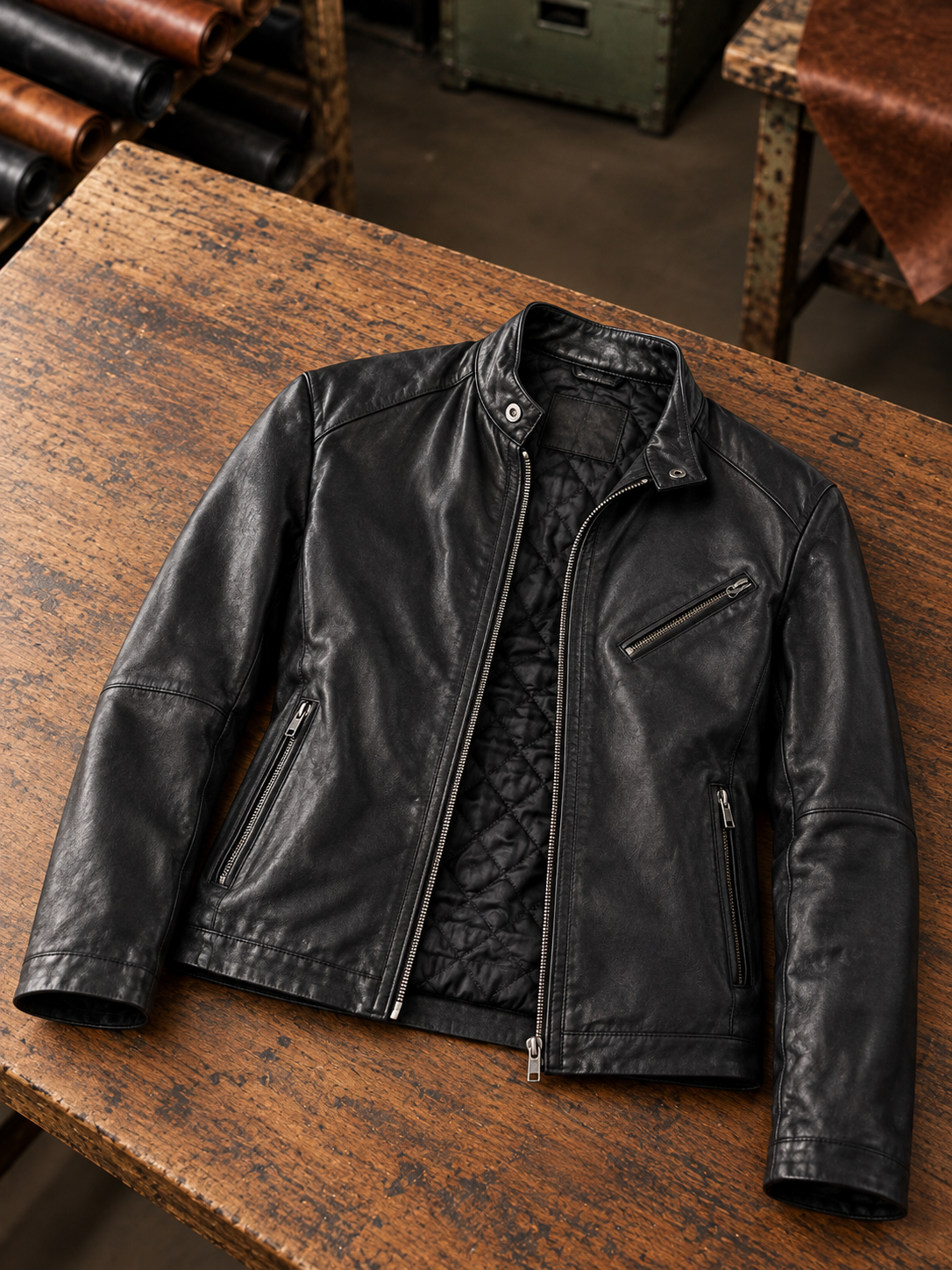 Marsh Black Biker Leather Jacket For Men