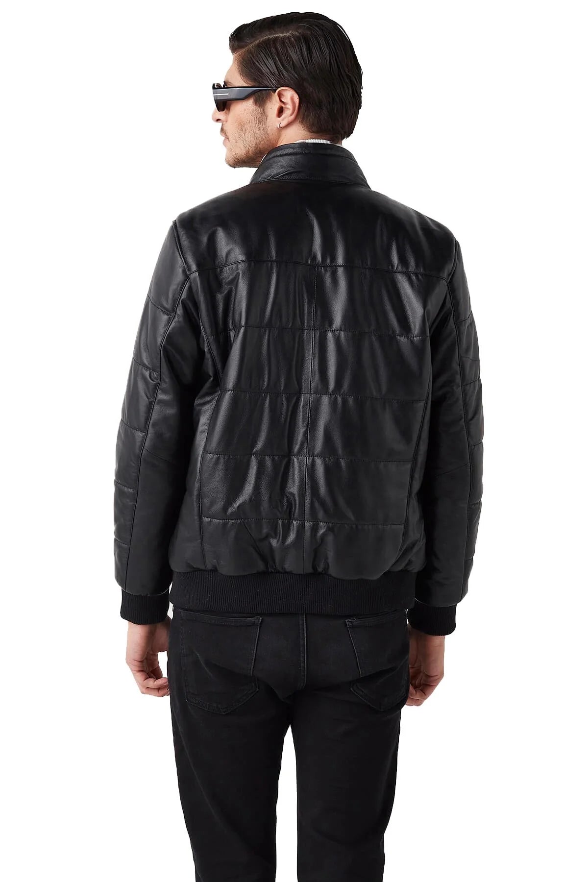 Levi Black Bomber Leather Jacket For Men