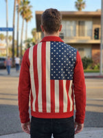 Men Red Jacket With American Flag