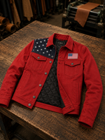 Men Red Jacket With American Flag